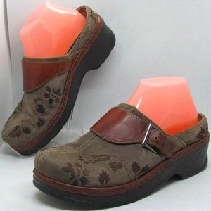 Klogs Leather Austin Clog Taupe Suede Tapestry USA